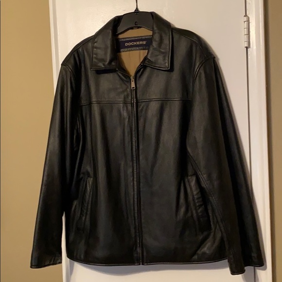dockers leather coat